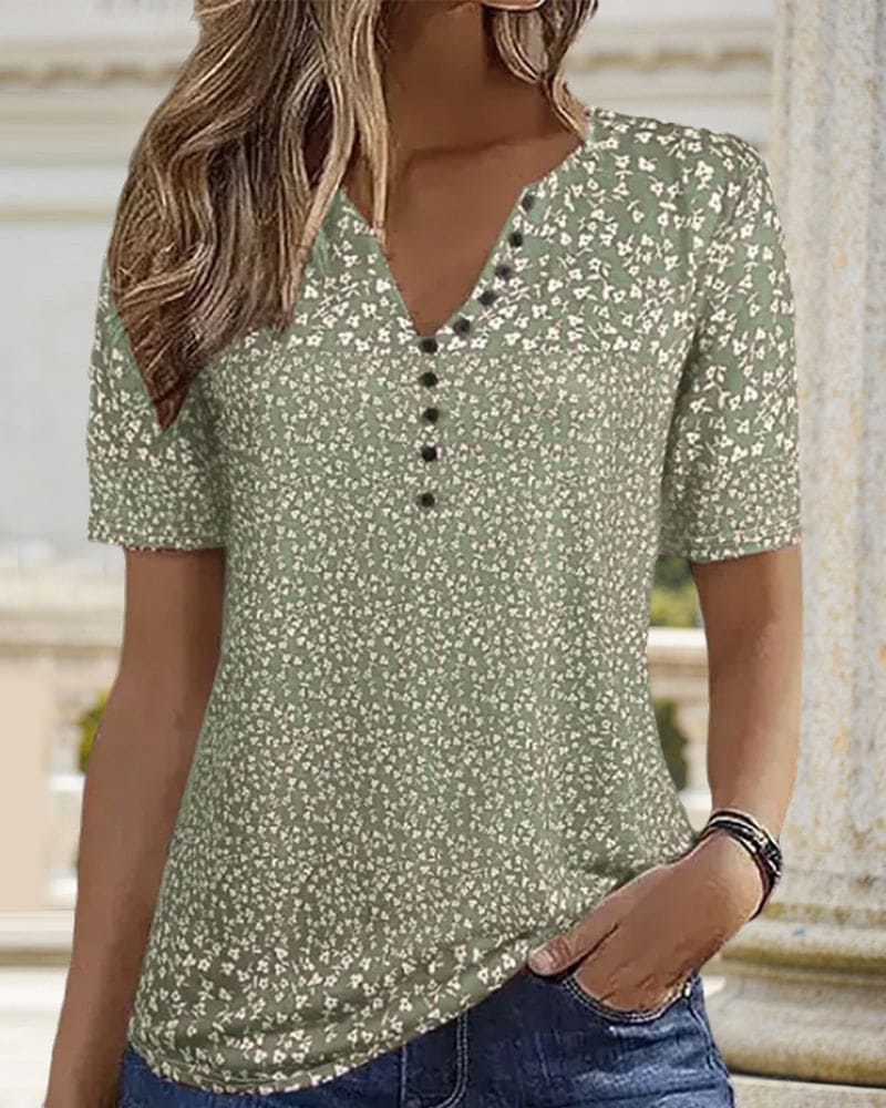 Women's Floral Shirt - Short Sleeve Relaxed Fit Casual Top for Summer 3