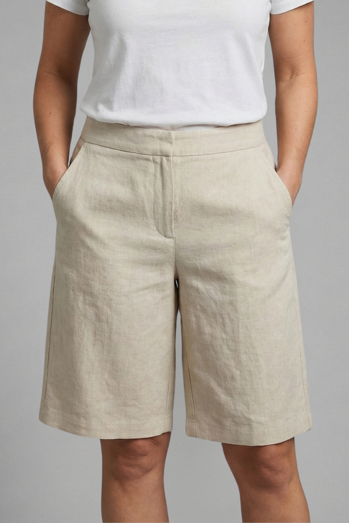 Women's Knee-Length Shorts with Elastic Waistband & Side Pockets for Casual Summer Style 0