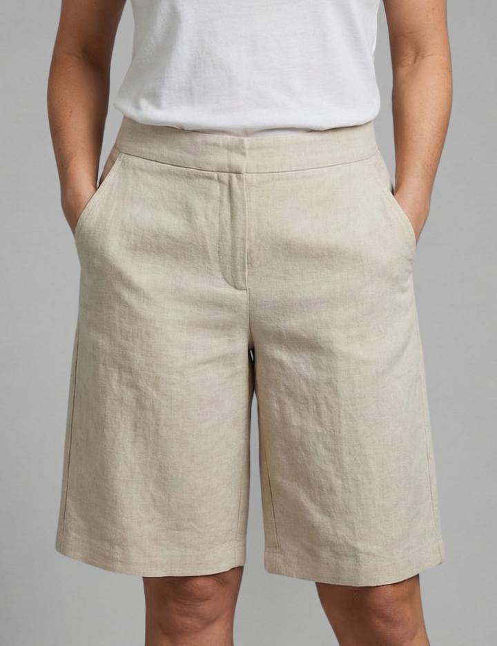 Women's Knee-Length Shorts with Elastic Waistband & Side Pockets for Casual Summer Style 0