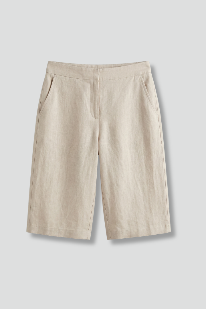 Women's Knee-Length Shorts with Elastic Waistband & Side Pockets for Casual Summer Style 1