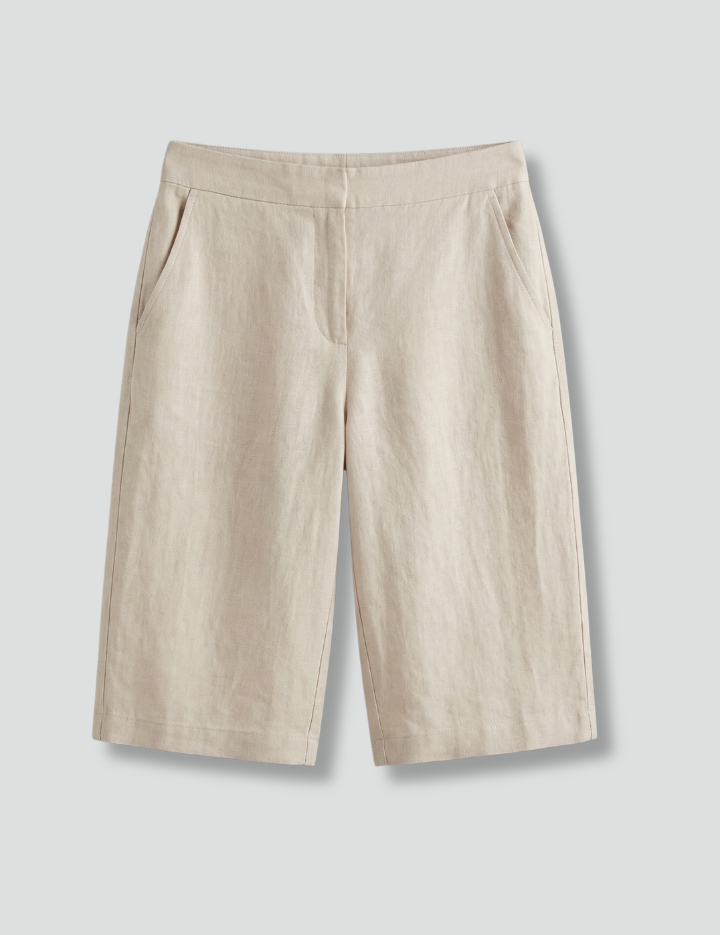 Women's Knee-Length Shorts with Elastic Waistband & Side Pockets for Casual Summer Style 1