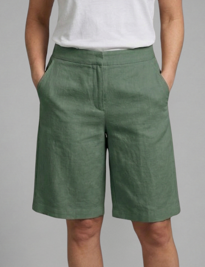 Women's Knee-Length Shorts with Elastic Waistband & Side Pockets for Casual Summer Style 7