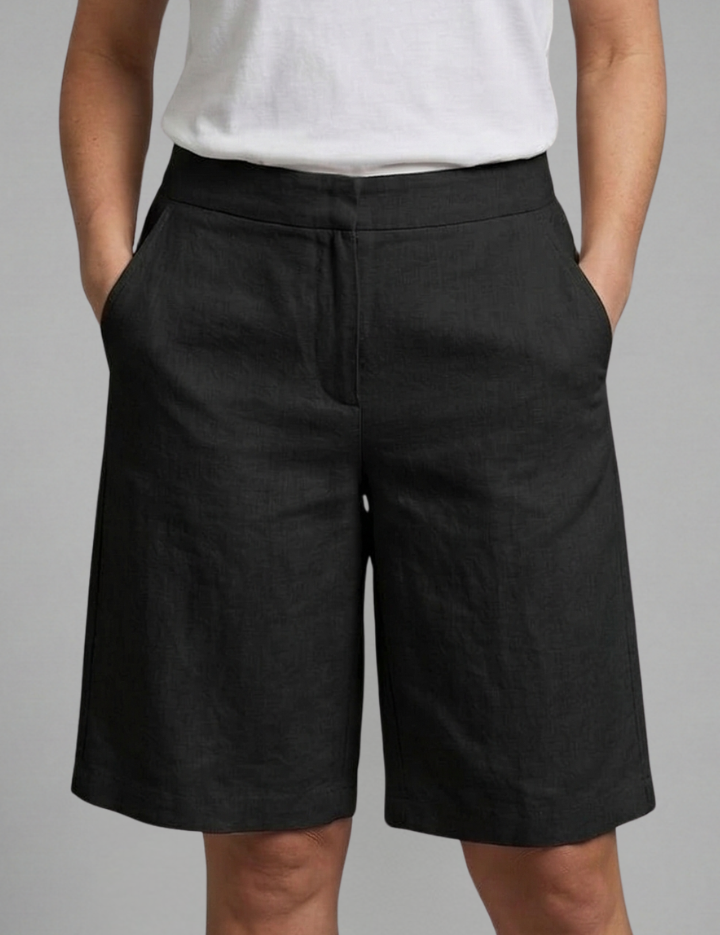 Women's Knee-Length Shorts with Elastic Waistband & Side Pockets for Casual Summer Style 8