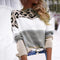 Women's Leopard Print Sweater - Stylish Warm Casual Pullover for Chic Everyday Wear 0