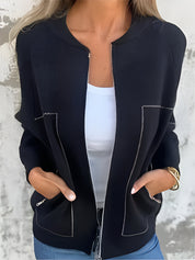 Women's Lightweight Casual Zip-Up Jacket for Spring and Autumn - Comfortable Fit with Pockets and Easy Zip Closure 1