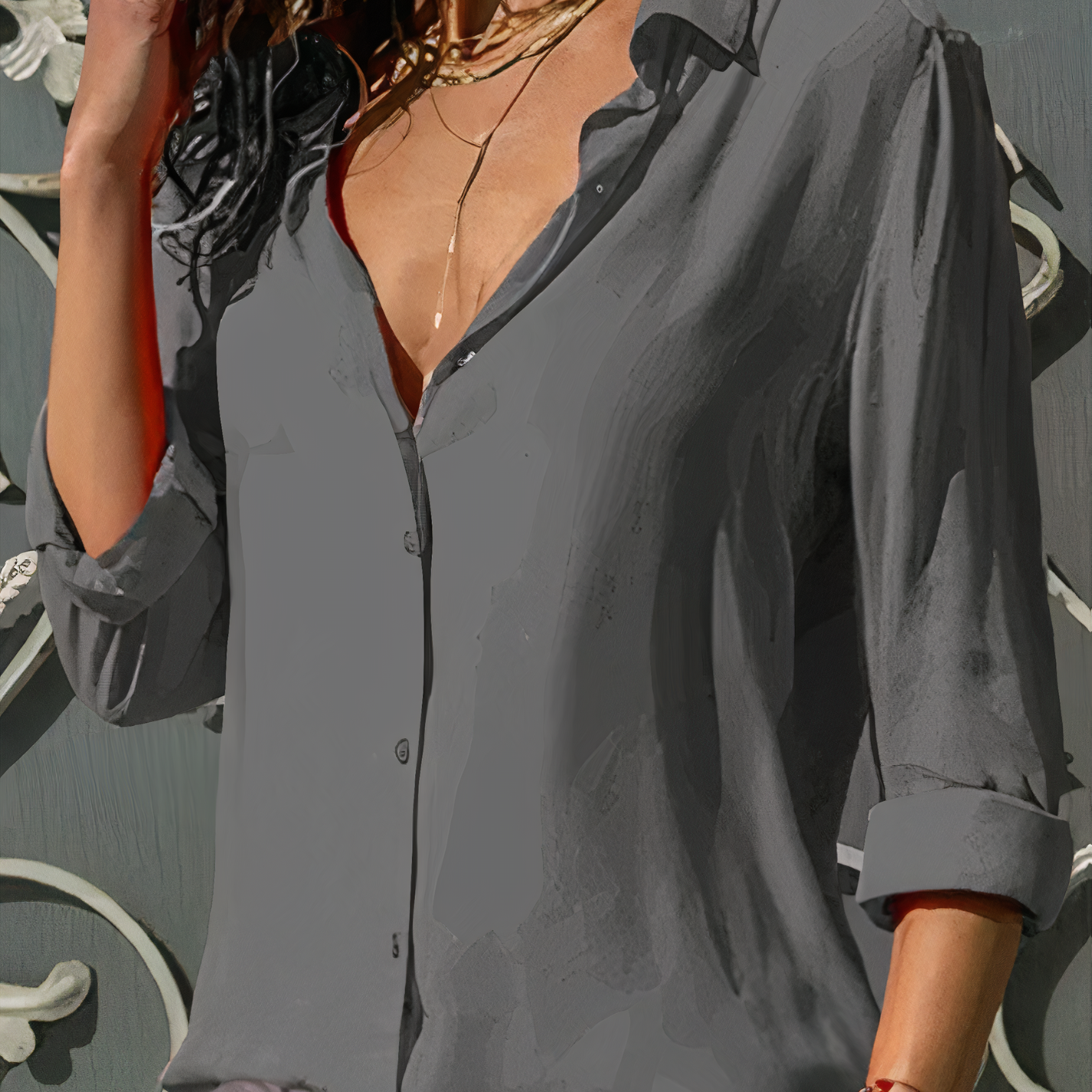 Women's Long Sleeve Blouse - Elegant Office and Evening Tops for Versatile Style 5