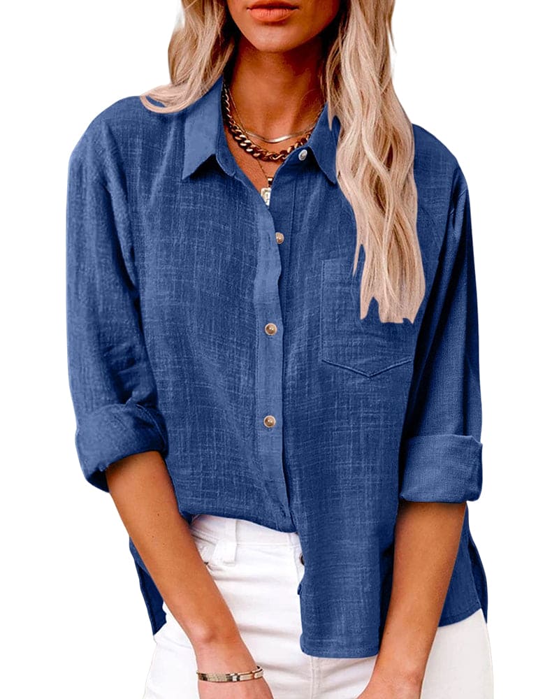 Women's Long Sleeve Blouse, Casual Classic Collar Top for Effortless Style and Everyday Wear 0