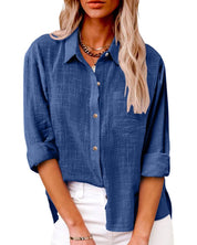 Women's Long Sleeve Blouse, Casual Classic Collar Top for Effortless Style and Everyday Wear 0
