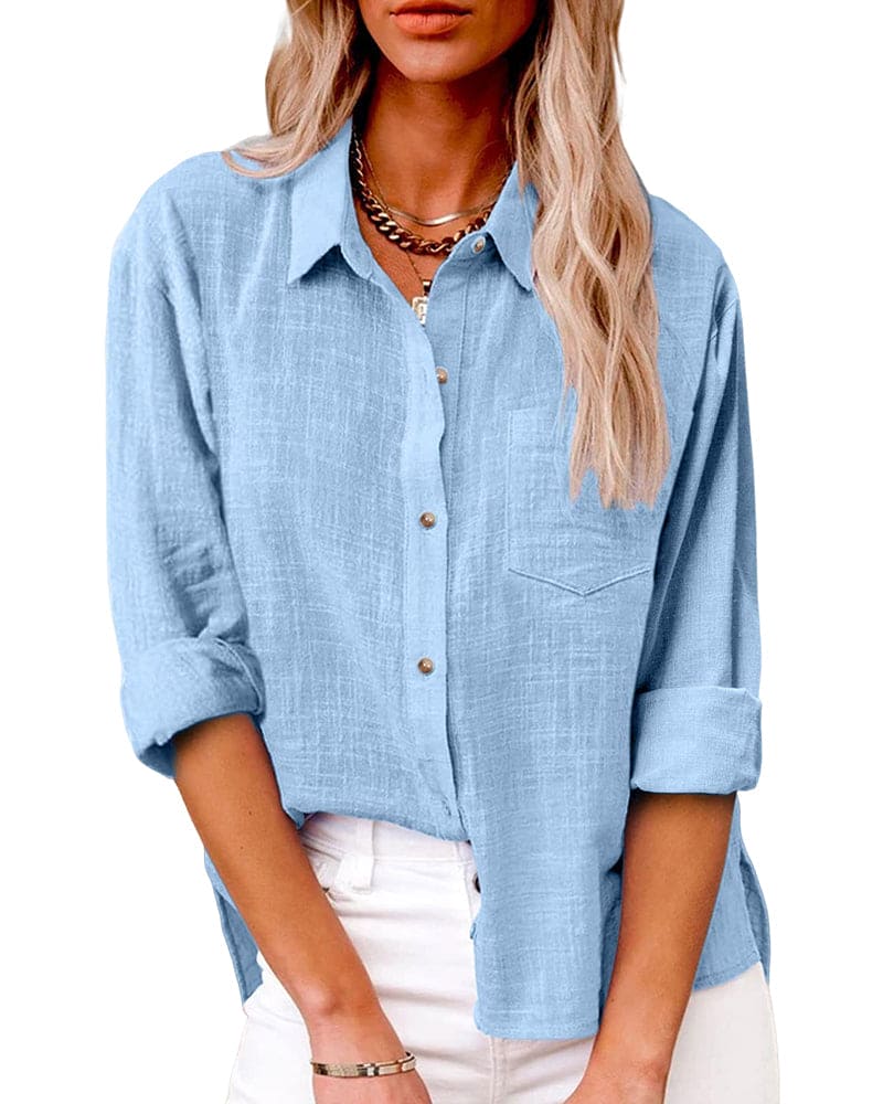 Women's Long Sleeve Blouse, Casual Classic Collar Top for Effortless Style and Everyday Wear 1