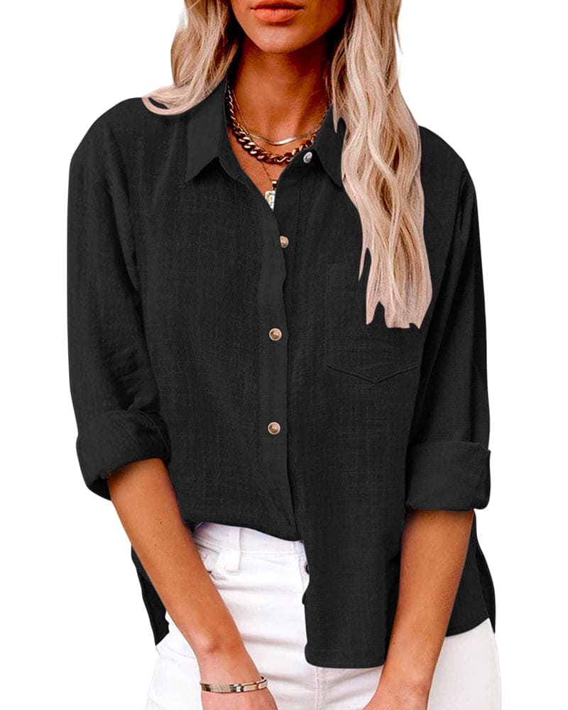 Women's Long Sleeve Blouse, Casual Classic Collar Top for Effortless Style and Everyday Wear 3