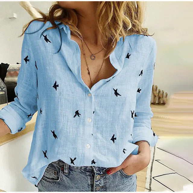 Women's Long Sleeve Blouse with Classic Collar – Elegant Office & Casual Top 0