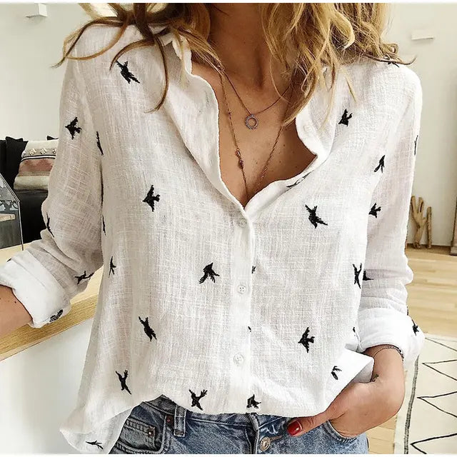 Women's Long Sleeve Blouse with Classic Collar – Elegant Office & Casual Top 2