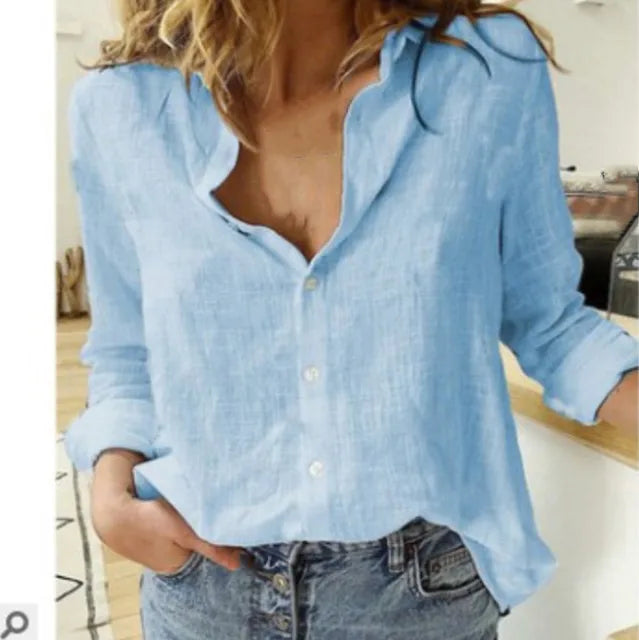 Women's Long Sleeve Blouse with Classic Collar – Elegant Office & Casual Top 6