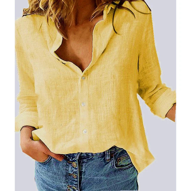 Women's Long Sleeve Blouse with Classic Collar – Elegant Office & Casual Top 9