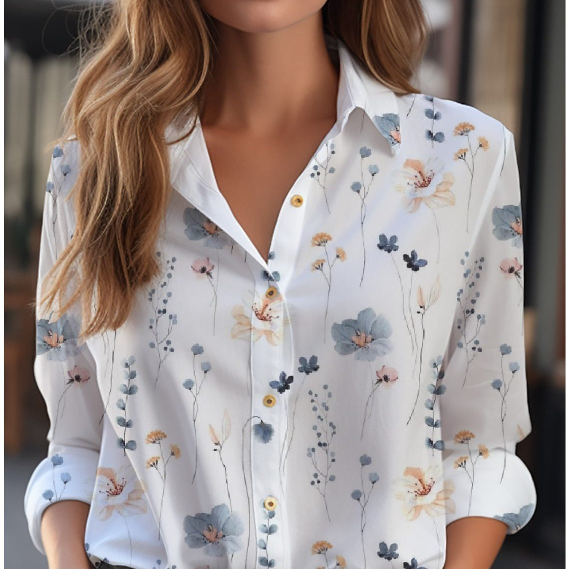 Women's Long Sleeve Floral Blouse with Button Down Design for Effortless Style 0