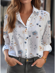 Women's Long Sleeve Floral Blouse with Button Down Design for Effortless Style 1