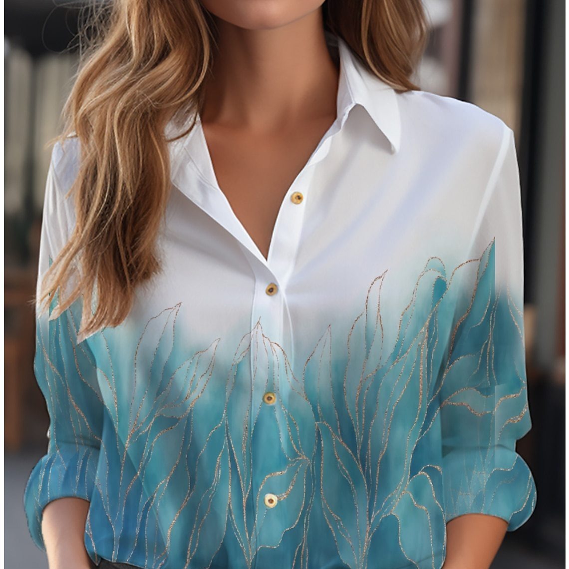 Women's Long Sleeve Floral Blouse with Button Down Design for Effortless Style 3