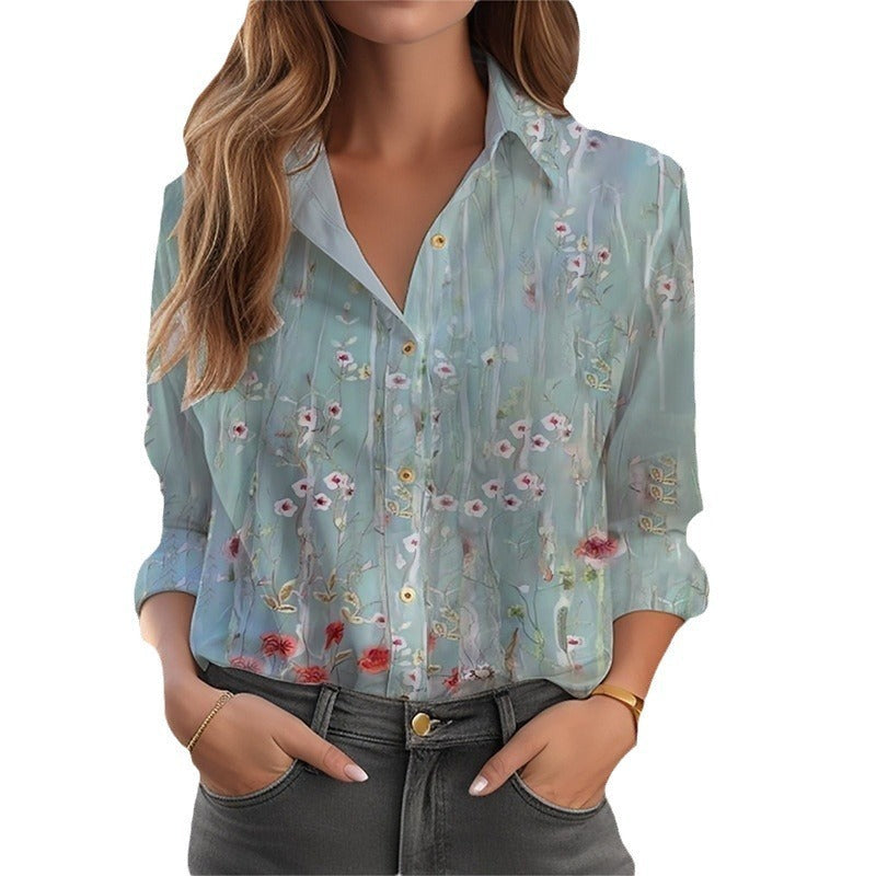 Women's Long Sleeve Floral Blouse with Button Down Design for Effortless Style 5