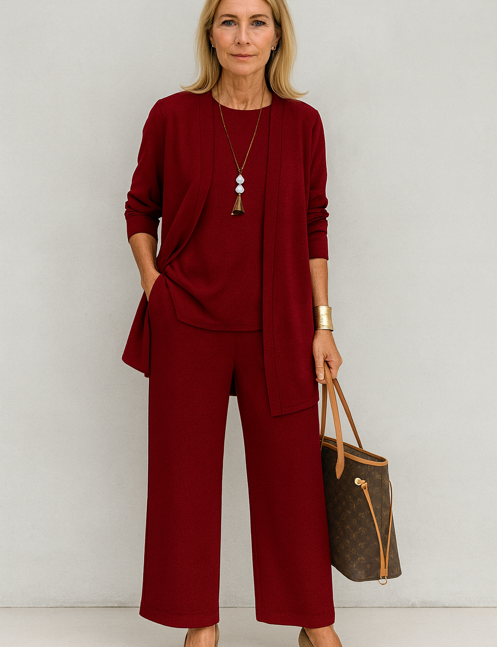 Women's Outfit 3-Piece Cardigan Set with Wide Leg Trousers - Versatile Women's Clothing for Autumn 2