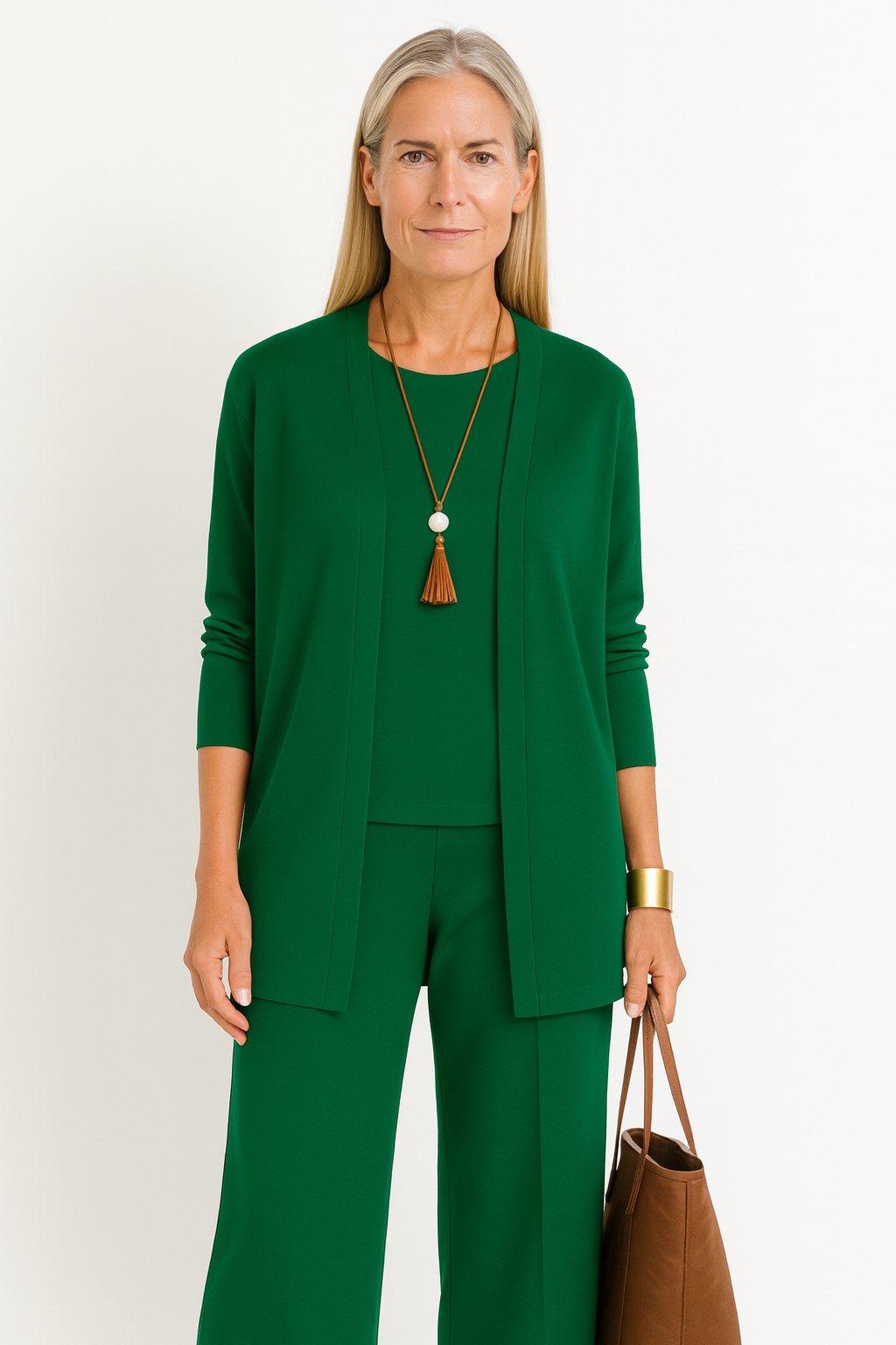 Women's Outfit 3-Piece Cardigan Set with Wide Leg Trousers - Versatile Women's Clothing for Autumn 8