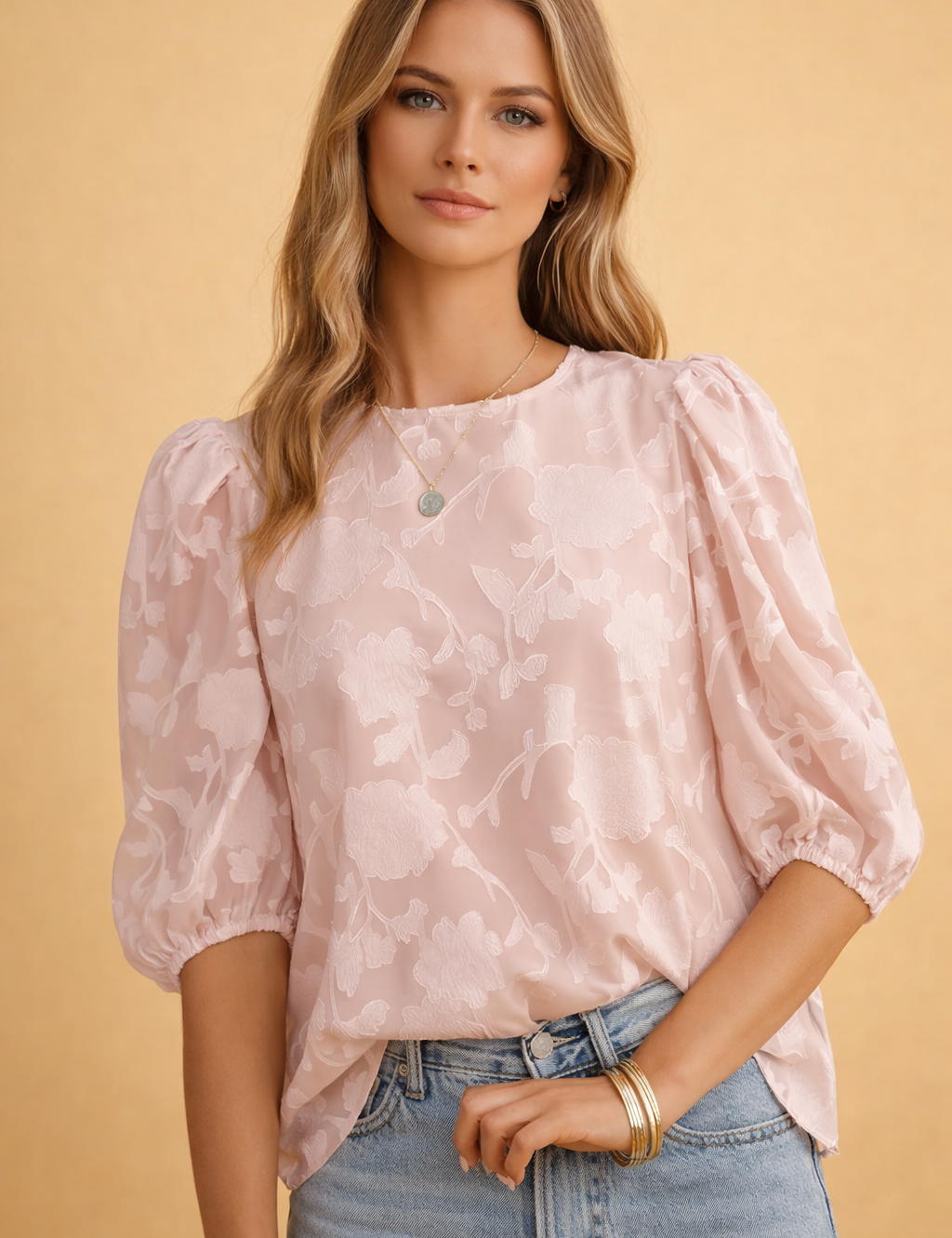 Women's Puff Sleeve Blouse - Elegant Classic Top for Casual and Formal Wear 1