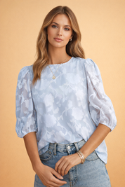 Women's Puff Sleeve Blouse - Elegant Classic Top for Casual and Formal Wear 3