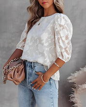 Women's Puff Sleeve Blouse - Elegant Summer Tops for Women, Casual Chic Shirt 3