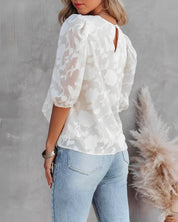 Women's Puff Sleeve Blouse - Elegant Summer Tops for Women, Casual Chic Shirt 4