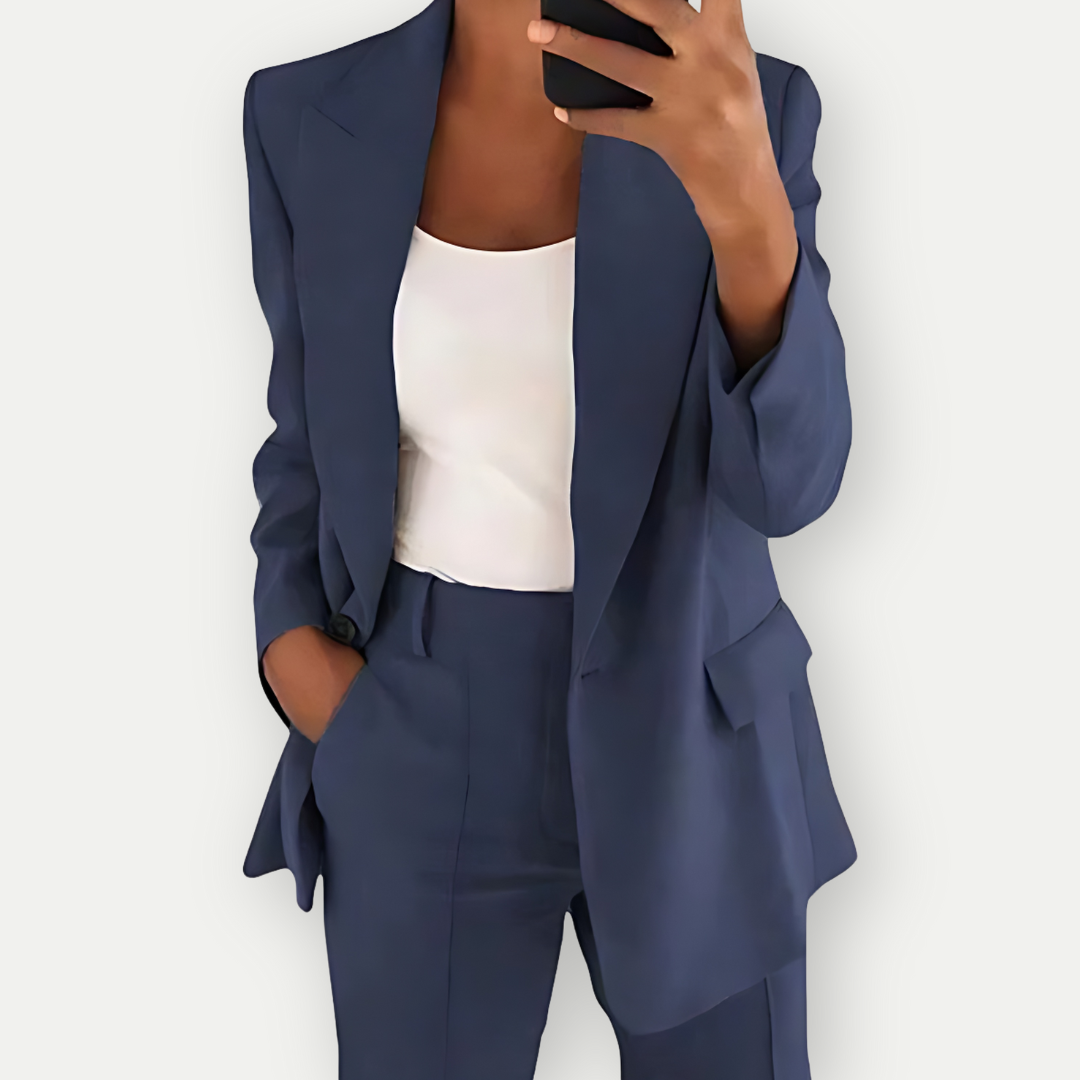 Women's Suit Set - Tailored Blazer and Trouser Set for Stylish Office Wear 1