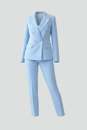 Women's Suit Set with Buttoned Jacket and Straight-Leg Trousers - Chic Pant Suits for Women, Perfect for Professional and Formal Occasions 1