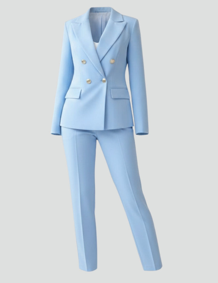 Women's Suit Set with Buttoned Jacket and Straight-Leg Trousers - Chic Pant Suits for Women, Perfect for Professional and Formal Occasions 1