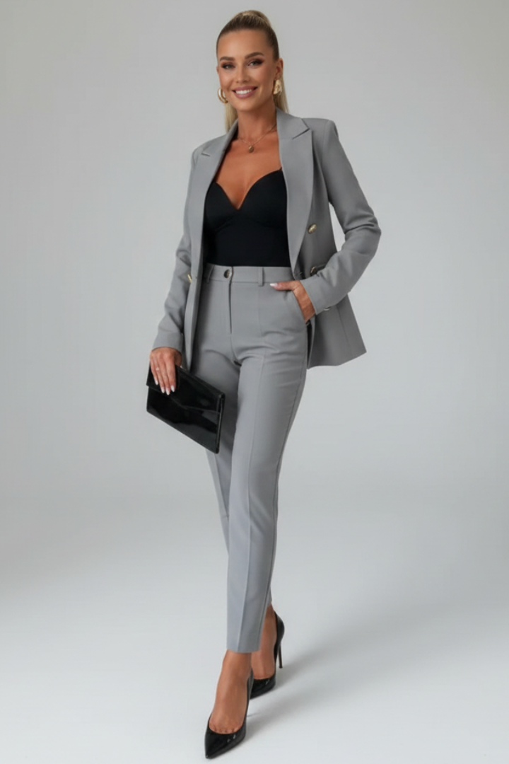 Women's Suit Set with Buttoned Jacket and Straight-Leg Trousers - Chic Pant Suits for Women, Perfect for Professional and Formal Occasions 10