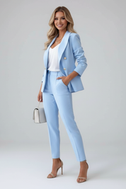 Women's Suit Set with Buttoned Jacket and Straight-Leg Trousers - Chic Pant Suits for Women, Perfect for Professional and Formal Occasions 3