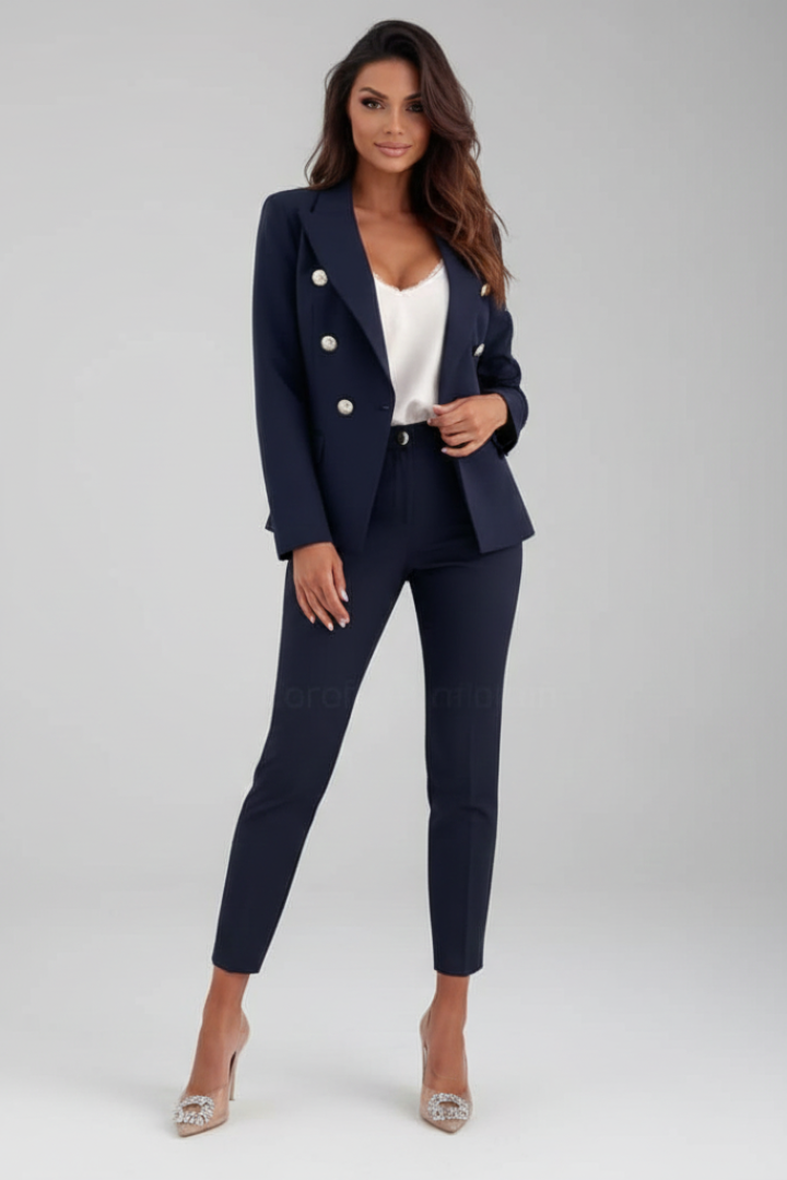Women's Suit Set with Buttoned Jacket and Straight-Leg Trousers - Chic Pant Suits for Women, Perfect for Professional and Formal Occasions 6