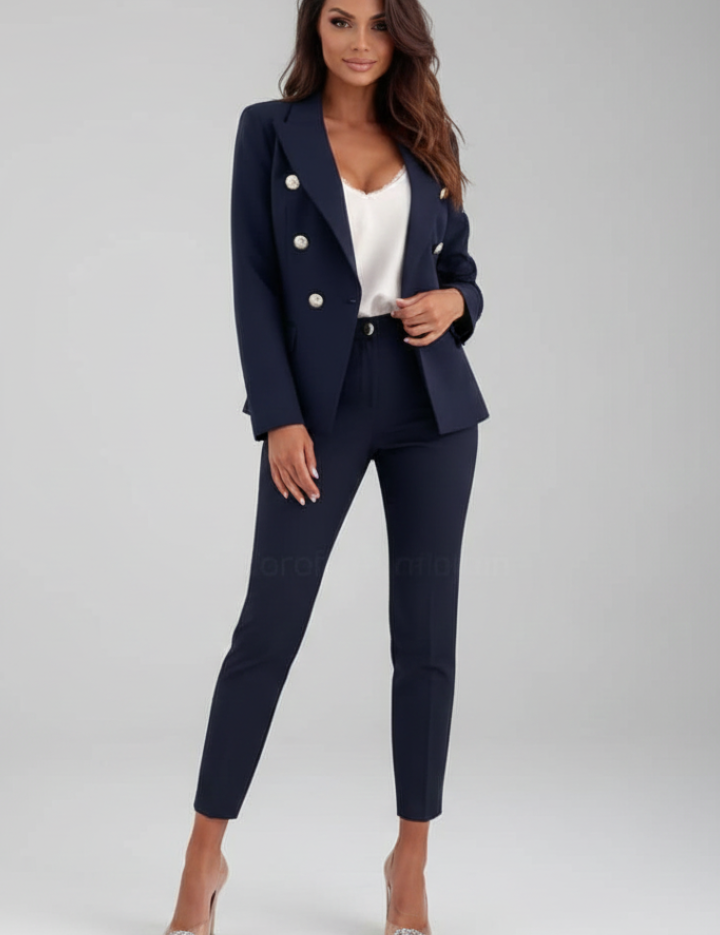 Women's Suit Set with Buttoned Jacket and Straight-Leg Trousers - Chic Pant Suits for Women, Perfect for Professional and Formal Occasions 6