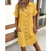 Women's Summer Blouse - Long V-Neck Button-Down with Lapel Collar, Elegant Summer Tops for Women 2