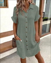 Women's Summer Blouse - Long V-Neck Button-Down with Lapel Collar, Elegant Summer Tops for Women 5