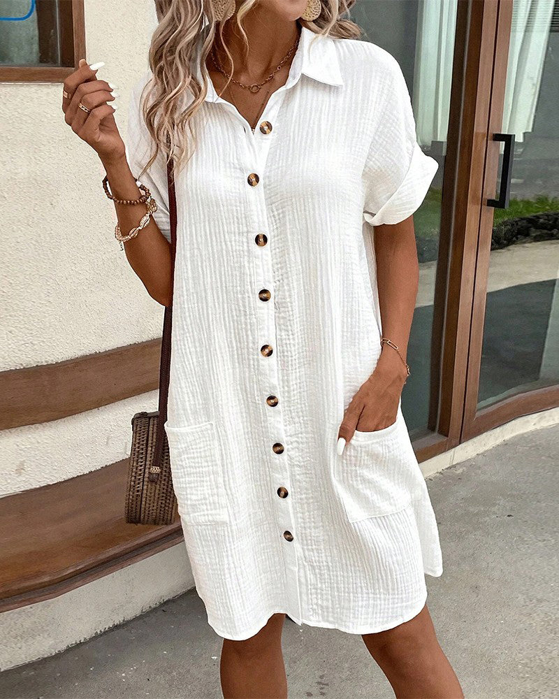 Women's Summer Blouse - Long V-Neck Button-Down with Lapel Collar, Elegant Summer Tops for Women 6