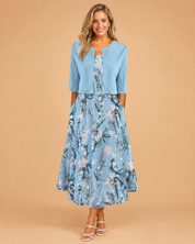 Women's Summer Floral Midi Dress - Elegant Dresses for Weddings and Events 0