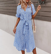 Women's Summer Floral Print Midi Dress - Elegant Casual Style for Warm Weather 0
