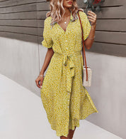 Women's Summer Floral Print Midi Dress - Elegant Casual Style for Warm Weather 2