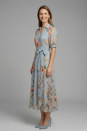 Women's Summer Maxi Dress - Elegant V-Neck Wrap Dress with Waist Tie 2