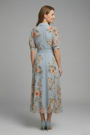Women's Summer Maxi Dress - Elegant V-Neck Wrap Dress with Waist Tie 3
