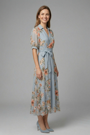 Women's Summer Maxi Dress - Elegant V-Neck Wrap Dress with Waist Tie 4