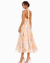 Women's Summer Maxi Dress with Elegant Halter Neck and Watercolor Print 3