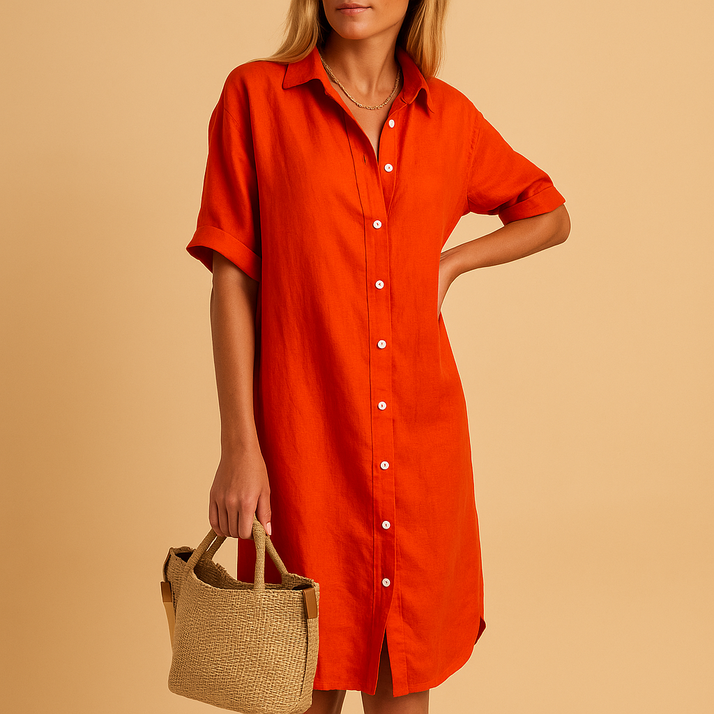 Women's Summer Shirt Dress Lightweight Comfortable Versatile Casual Dress 3