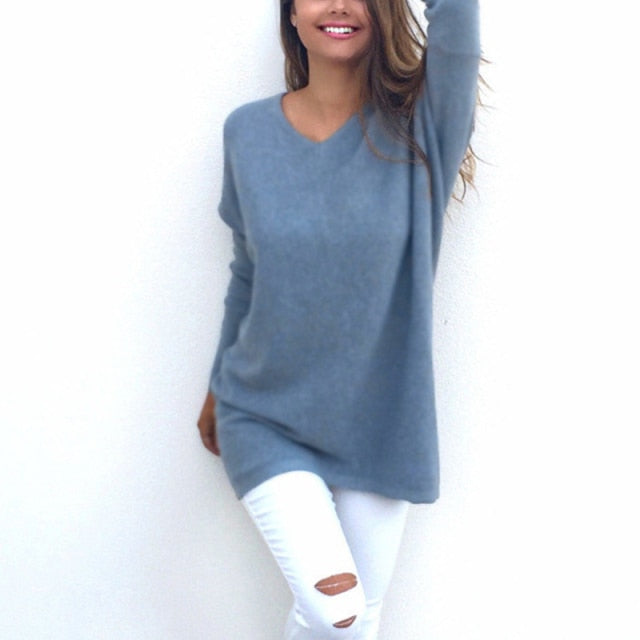 Women's Sweater Long V-Neck Soft Comfortable Fit for Versatile Style 3