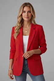 Women's Tailored Blazer with Notched Lapel and Single Button Closure 0