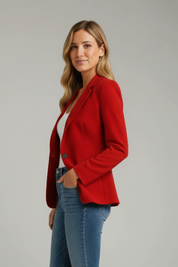 Women's Tailored Blazer with Notched Lapel and Single Button Closure 2