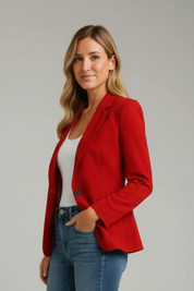 Women's Tailored Blazer with Notched Lapel and Single Button Closure 3